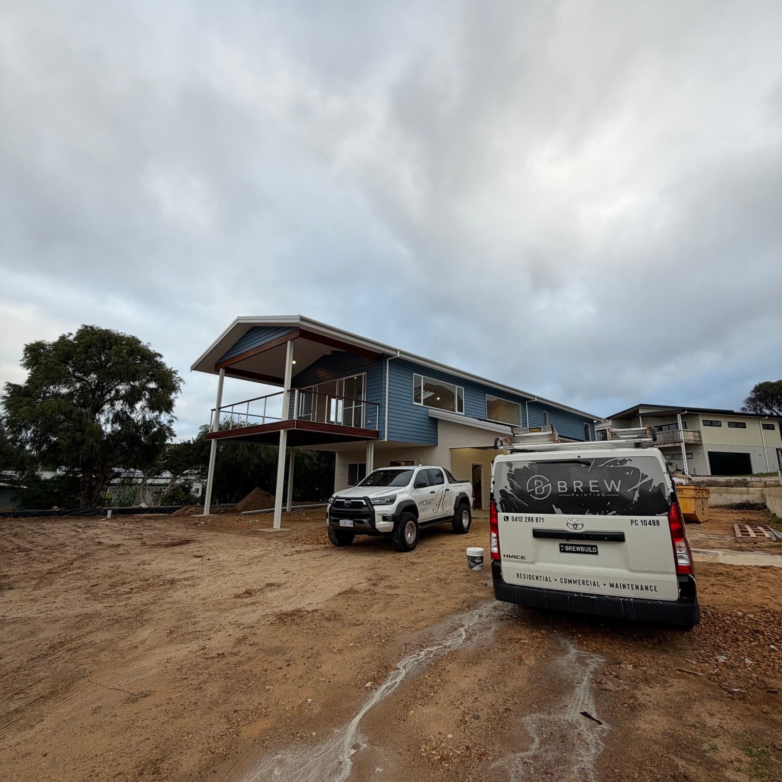 The Brew Painting van on site at a Perth home exterior job